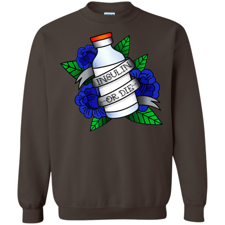 Type 1 Diabetes Insulin Or Die Vintage Tattoo Shirt G180 Gildan Crewneck Pullover Sweatshirt  8 oz.