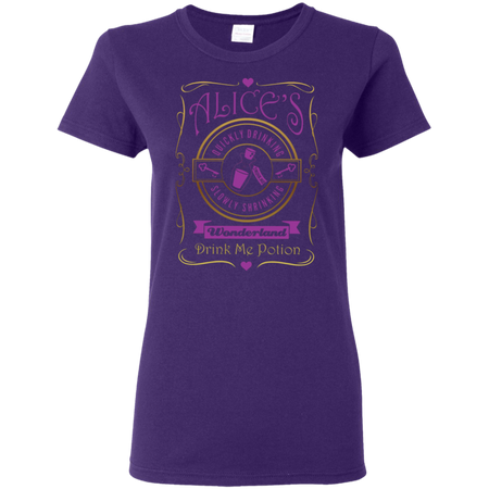 Alice's Quickly Drinking Slowly Shrinking Wonderland Drink me Potion Lady-Fit Tank Top. Inspired by Alice in Wonderland. (Pink & Gold) shirts