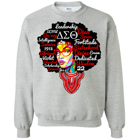 Delta Sorority Natural Hair Woman Sigma Theta Paraphernal Shirt G180 Gildan Crewneck Pullover Sweatshirt  8 oz.