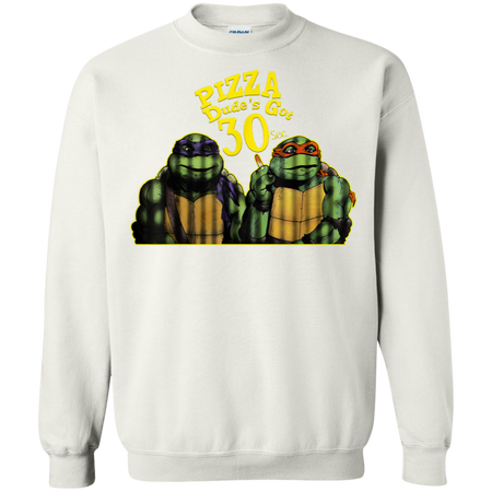 Pizza Dude's Got 30 Sec Funny Turtle Shirt G180 Gildan Crewneck Pullover Sweatshirt  8 oz.