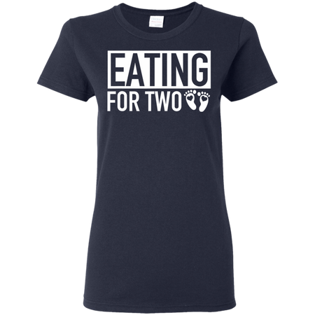 Eating for Two Matching Pregnancy Baby Coming Soon Shirt G500L Gildan Ladies 5 3 oz T Shirt