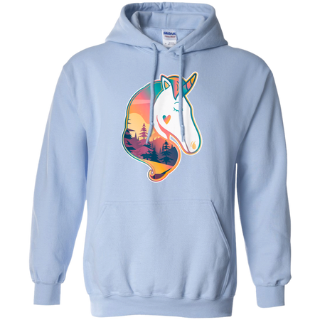 Unicorn Spirit Animal Sunrise Over The Trees Shirt G185 Gildan Pullover Hoodie 8 oz