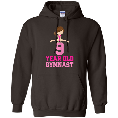 Girls Gymnastics Birthday Kids 9 Year Old Gymnast Shirt G185 Gildan Pullover Hoodie 8 oz