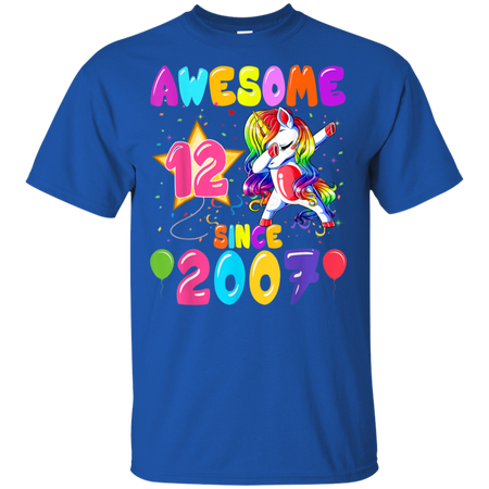 12 Years Old 12th Birthday Unicorn Dabbing Party Shirt G200 Gildan Ultra Cotton T-Shirt