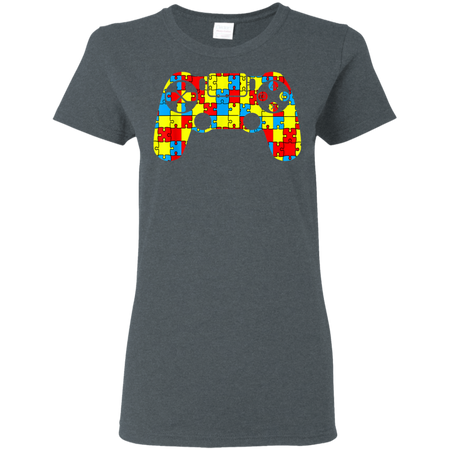 Autism Awareness Tee Video Game Controller Shirt G500L Gildan Ladies' 5.3 oz. T-Shirt