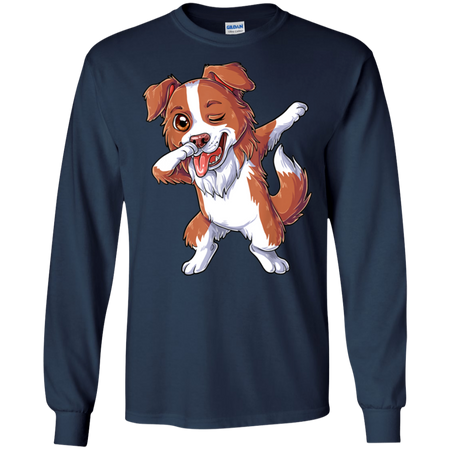 Dabbing Border Collie Dog Dab Dance Shirt G240 Gildan LS Ultra Cotton T Shirt