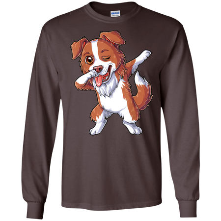 Dabbing Border Collie Dog Dab Dance Shirt G240 Gildan LS Ultra Cotton T Shirt