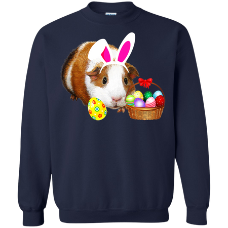 Easter Guinea Pig Funny Bunny Ears And Eggs Gift Shirt G180 Gildan Crewneck Pullover Sweatshirt 8 oz