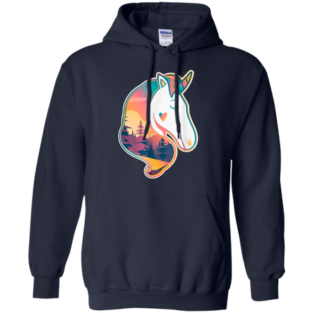 Unicorn Spirit Animal Sunrise Over The Trees Shirt G185 Gildan Pullover Hoodie 8 oz