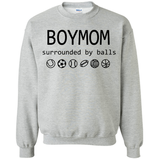 Womens Boy Mom Surrounded By Balls Shirt G180 Gildan Crewneck Pullover Sweatshirt  8 oz.