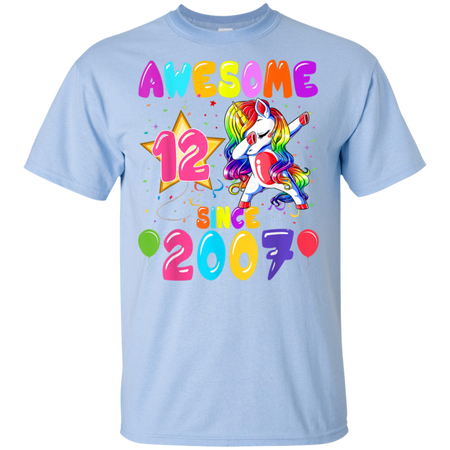 12 Years Old 12th Birthday Unicorn Dabbing Party Shirt G200 Gildan Ultra Cotton T-Shirt