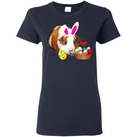 Easter Guinea Pig Funny Bunny Ears And Eggs Gift Shirt G500L Gildan Ladies' 5.3 oz. T-Shirt