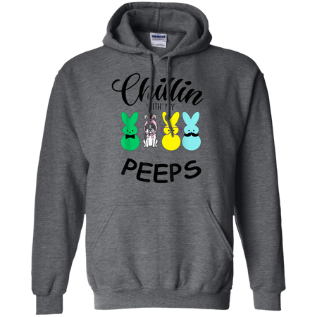 Chillin With My Peeps Boston Terrier Easter Bunny Shirt G185 Gildan Pullover Hoodie 8 oz