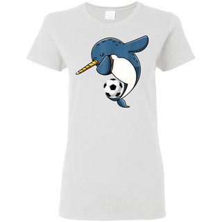 Dabbing Narwhal Soccer Soccer Narwhal Shirt G500L Gildan Ladies' 5.3 oz. T-Shirt