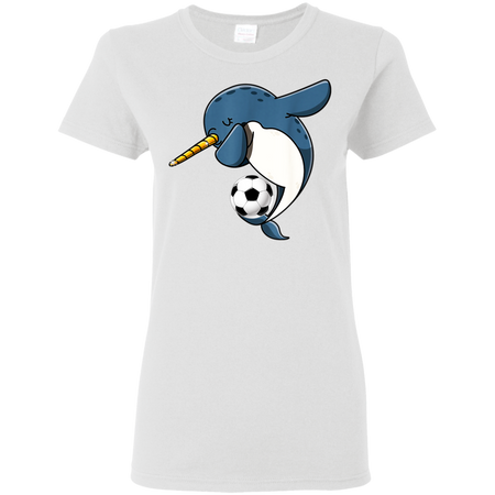 Dabbing Narwhal Soccer Soccer Narwhal Shirt G500L Gildan Ladies' 5.3 oz. T-Shirt