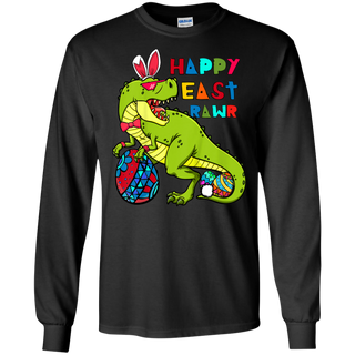 Kids Happy Eastrawr T Rex Dinosaur Easter Bunny Egg Shirt G240 Gildan LS Ultra Cotton T Shirt