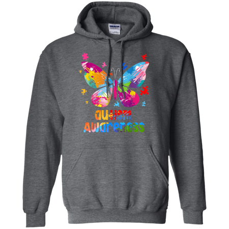 Autism Awareness Gift Colorful Butterfly Autism Shirt G185 Gildan Pullover Hoodie 8 oz