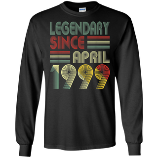 20th Birthday Gifts Retro Legendary Since April 1999 Shirt G240 Gildan LS Ultra Cotton T Shirt