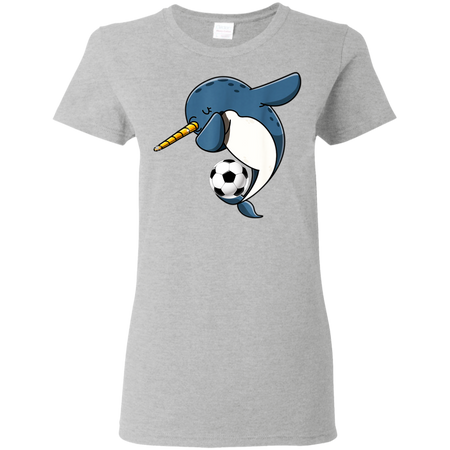 Dabbing Narwhal Soccer Soccer Narwhal Shirt G500L Gildan Ladies' 5.3 oz. T-Shirt
