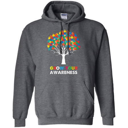 Autism Awareness Puzzle Tree Grow Your Awareness Shirts G185 Gildan Pullover Hoodie 8 oz