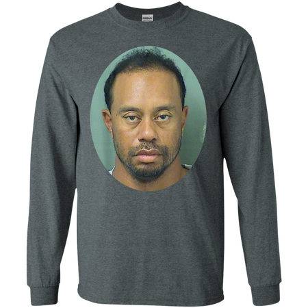 Tiger Woods Mugshot Shirt G240 Gildan LS Ultra Cotton T Shirt