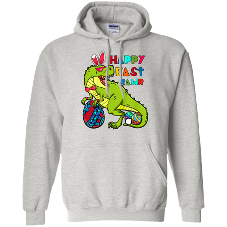 Kids Happy Eastrawr T Rex Dinosaur Easter Bunny Egg Shirt G185 Gildan Pullover Hoodie 8 oz