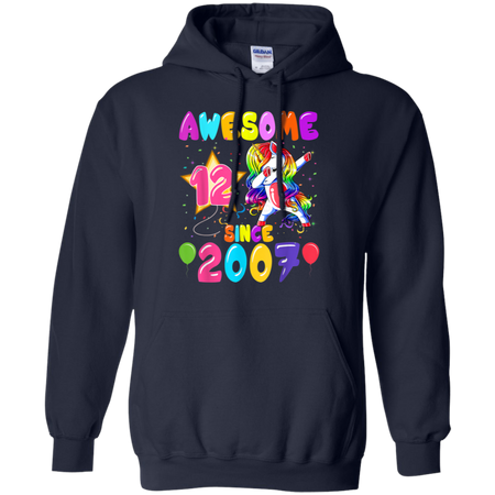 12 Years Old 12th Birthday Unicorn Dabbing Party Shirt G185 Gildan Pullover Hoodie 8 oz