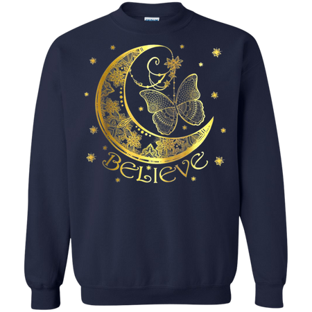 Butterfly Believe Shirt G180 Gildan Crewneck Pullover Sweatshirt 8 oz