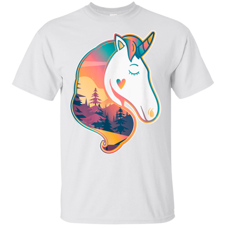 Unicorn Spirit Animal Sunrise Over The Trees Shirt G200 Gildan Ultra Cotton T Shirt