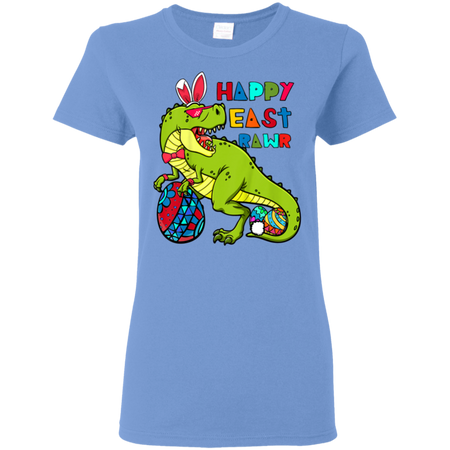 Kids Happy Eastrawr T Rex Dinosaur Easter Bunny Egg Shirt G500L Gildan Ladies 5 3 oz T Shirt