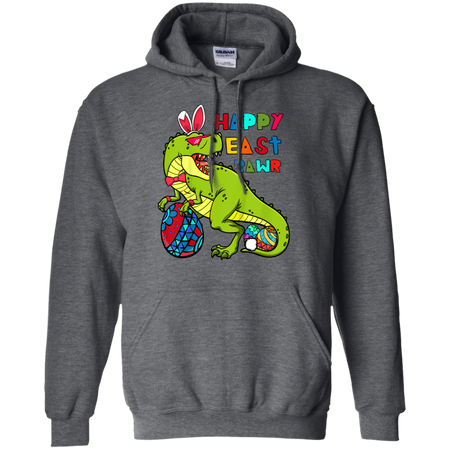 Kids Happy Eastrawr T Rex Dinosaur Easter Bunny Egg Shirt G185 Gildan Pullover Hoodie 8 oz