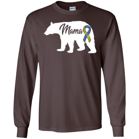 Womens Mama Bear Down Syndrome Awareness Trisomy 21 Shirt G240 Gildan LS Ultra Cotton T-Shirt