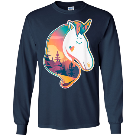 Unicorn Spirit Animal  Sunrise Over The Trees Shirt G240 Gildan LS Ultra Cotton T-Shirt