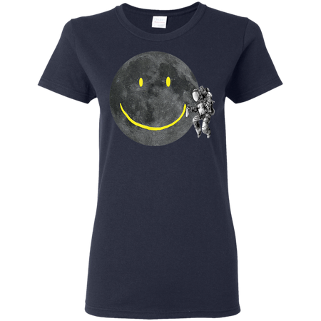 Astronaut Make A Smile On The Moon Shirt G500L Gildan Ladies' 5.3 oz. T-Shirt