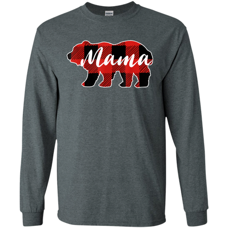 Mama Bear Black Red Lattice Shirt Men Women Kids Shirt G240 Gildan LS Ultra Cotton T Shirt