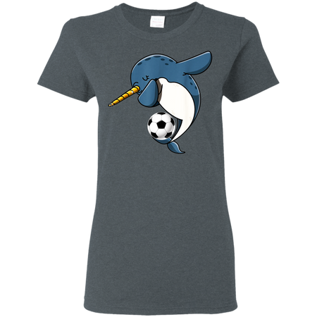 Dabbing Narwhal Soccer Soccer Narwhal Shirt G500L Gildan Ladies' 5.3 oz. T-Shirt