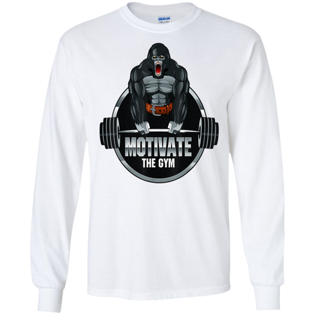 Motivate The Gym Gorilla Deadlift Strength Workout Shirt G240 Gildan LS Ultra Cotton T Shirt