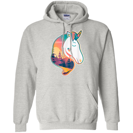 Unicorn Spirit Animal Sunrise Over The Trees Shirt G185 Gildan Pullover Hoodie 8 oz