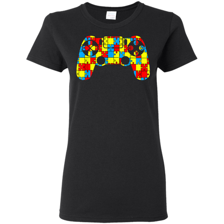 Autism Awareness Tee Video Game Controller Shirt G500L Gildan Ladies' 5.3 oz. T-Shirt