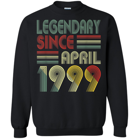 20th Birthday Gifts Retro Legendary Since April 1999 Shirt G180 Gildan Crewneck Pullover Sweatshirt 8 oz