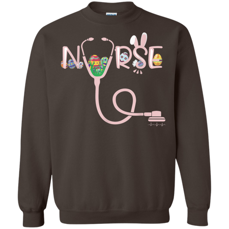 Stethoscope Nurse Tail Easter bunny Colorful Eggs Shirt G180 Gildan Crewneck Pullover Sweatshirt 8 oz