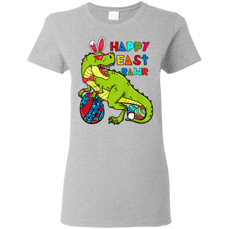 Kids Happy Eastrawr T Rex Dinosaur Easter Bunny Egg Shirt G500L Gildan Ladies 5 3 oz T Shirt