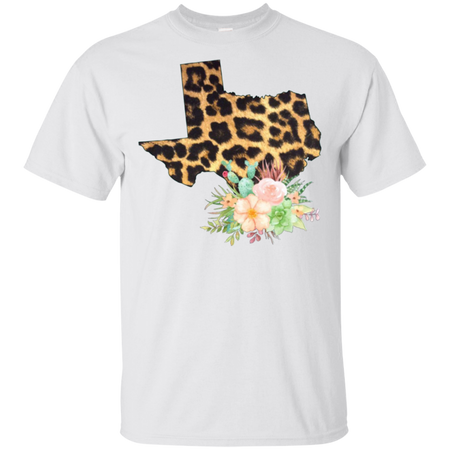 Leopard Print Texas Shirt, Country Shirt, Texas Gifts, Plus Size Available, Cactus and Flowers, Trendy, Woman Shirt, Cactus Shirt, Southern