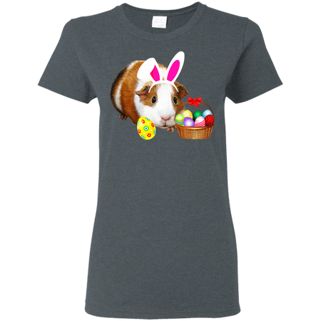 Easter Guinea Pig Funny Bunny Ears And Eggs Gift Shirt G500L Gildan Ladies' 5.3 oz. T-Shirt
