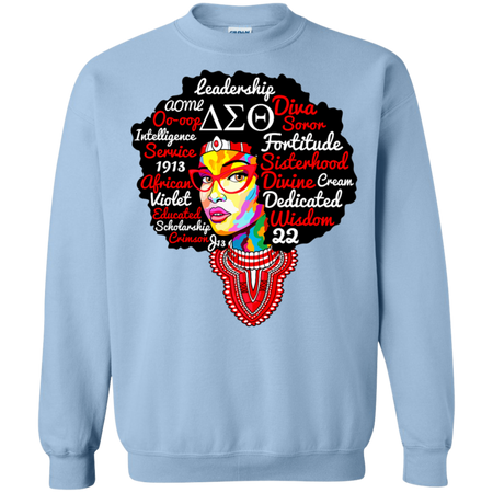 Delta Sorority Natural Hair Woman Sigma Theta Paraphernal Shirt G180 Gildan Crewneck Pullover Sweatshirt  8 oz.