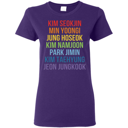 BTS Member Name Rainbow Shirt, bts Shirt, bts, seokjin yoongi hoseok namjoon v(taehyung) jungkook jimin suga jhope RM rapmonster jin Bangtan