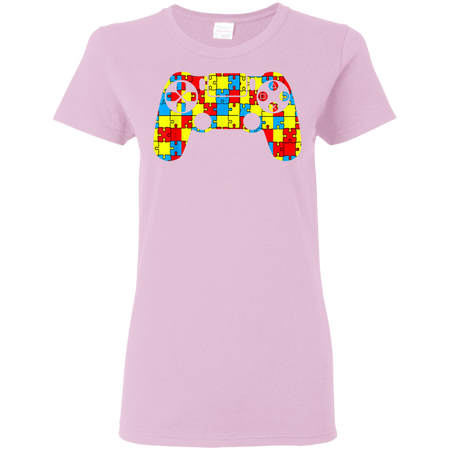 Autism Awareness Tee Video Game Controller Shirt G500L Gildan Ladies' 5.3 oz. T-Shirt