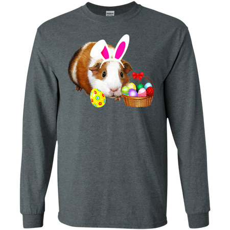 Easter Guinea Pig Funny Bunny Ears And Eggs Gift Shirt G240 Gildan LS Ultra Cotton T Shirt