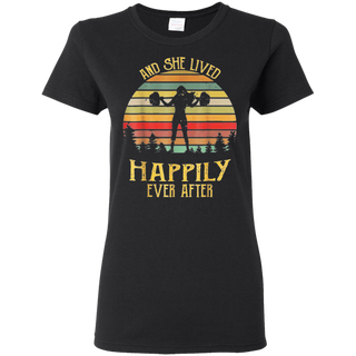 And She Lived Happily Ever After Weightlifting Shirt G500L Gildan Ladies' 5.3 oz. T-Shirt