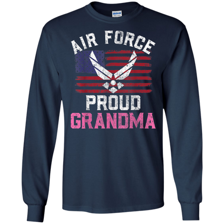 Proud Air Force Grandmat American Flag Veteran Gift Shirt G240 Gildan LS Ultra Cotton T-Shirt